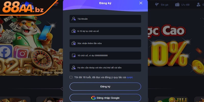Cung cấp đủ thông tin đăng ký theo đúng yêu cầu
